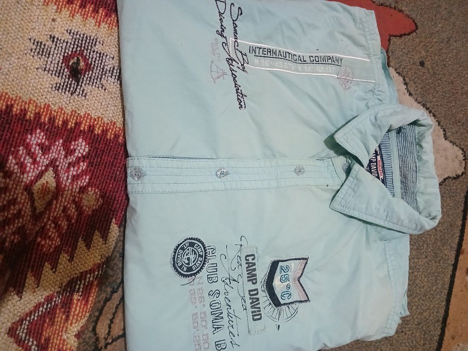 CAMP DAVID XL EKOSELI Turkuaz Kısa Kollu  erkek Gömlek - Görsel 5