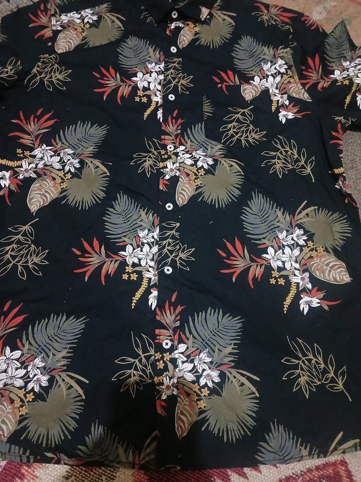 KIABI L BEDEM %100 PAMUK  Desenli Kısa Kollu Bohem Erkek Gömlek - Görsel 4