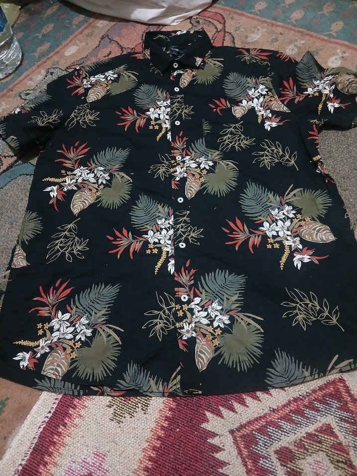 KIABI L BEDEM %100 PAMUK  Desenli Kısa Kollu Bohem Erkek Gömlek - Görsel 3