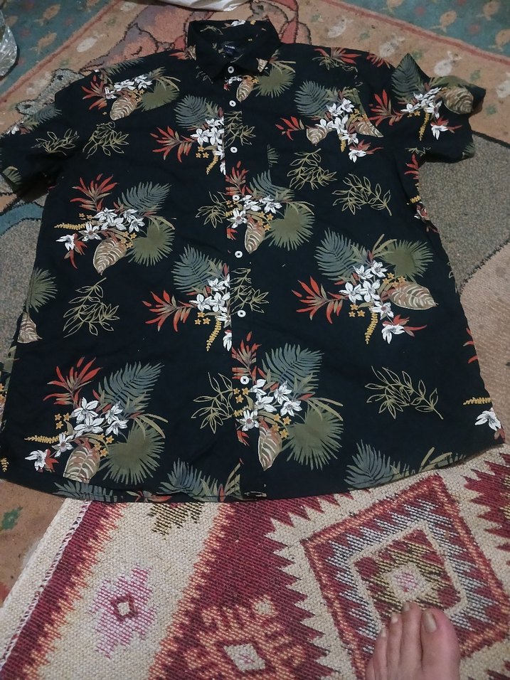 KIABI L BEDEM %100 PAMUK  Desenli Kısa Kollu Bohem Erkek Gömlek - Görsel 2