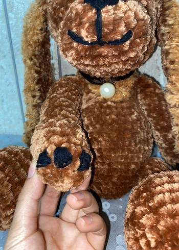 Kahverengi Örgü Peluş Köpek Oyuncak - Görsel 5