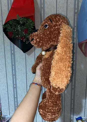 Kahverengi Örgü Peluş Köpek Oyuncak - Görsel 8