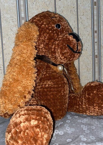 Kahverengi Örgü Peluş Köpek Oyuncak - Görsel 3