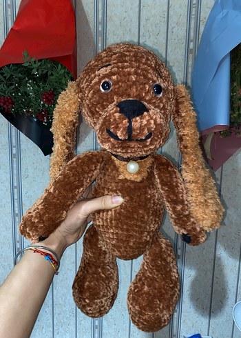 Kahverengi Örgü Peluş Köpek Oyuncak - Görsel 7