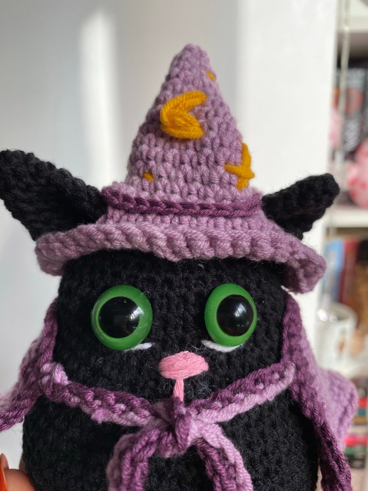 Halloween Siyah Örgü Kedi Peluş Oyuncak - Görsel 2