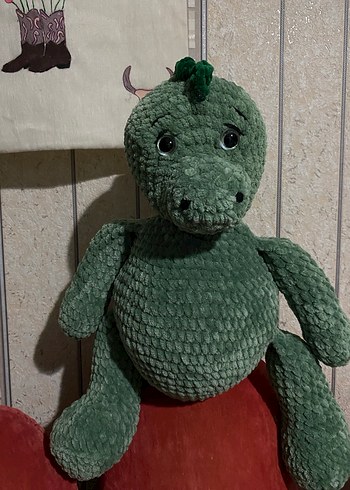 Yeşil Örgü Yumuşak Peluş Dinozor Oyuncak