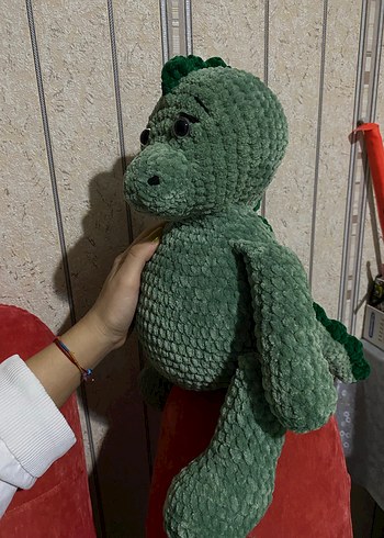 Yeşil Örgü Yumuşak Peluş Dinozor Oyuncak - Görsel 5