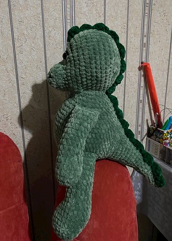 Yeşil Örgü Yumuşak Peluş Dinozor Oyuncak - Görsel 3