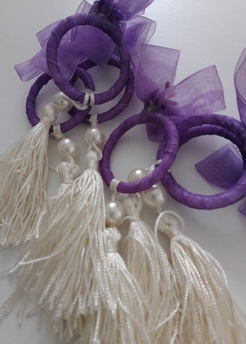 Mor Püsküllü peçete yüzüğü - Görsel 3