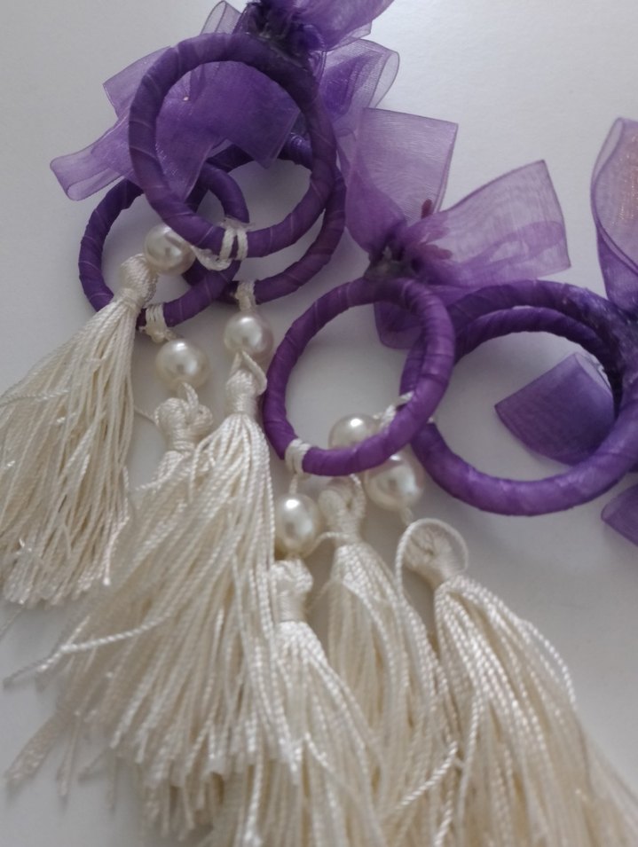 Mor Püsküllü peçete yüzüğü - Görsel 3