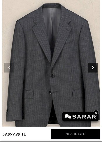 Sarar Koyu Gri Erkek Regular Fit Takim Elbise Ceket