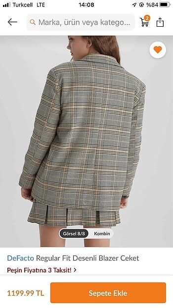 Defacto Defacto regular fit desenli blazer ceket