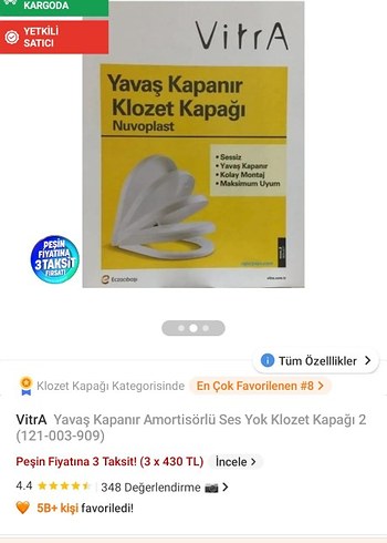 Beden VitrA Yavaş Kapanır Klozet Kapağı Nuvoplast