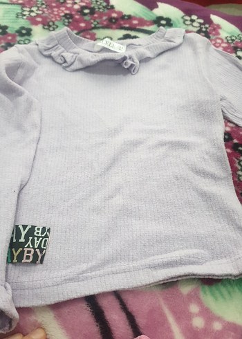 Kız Çocuk Gri Boğazlı Fırfırlı Kazak ve tayt takım - Görsel 5