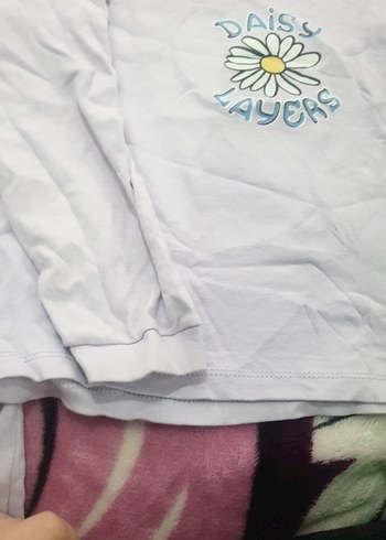 mor renk çiçekli pijama takımı. - Görsel 2