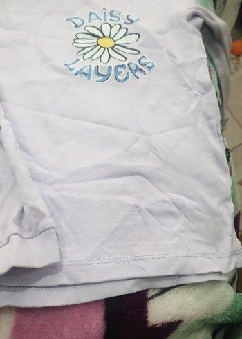 mor renk çiçekli pijama takımı. - Görsel 5