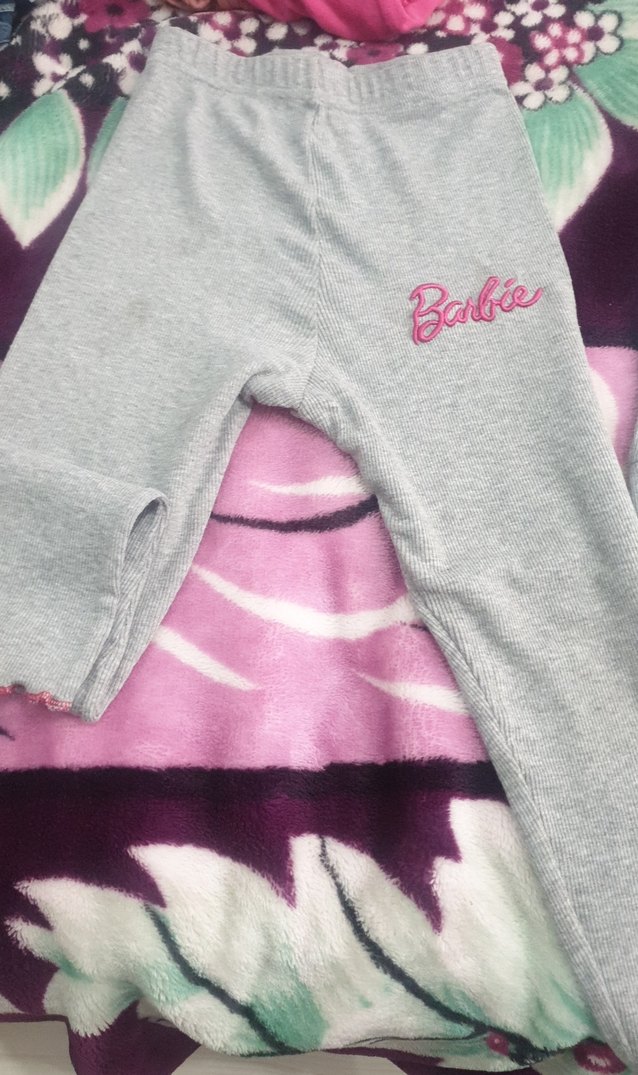 Gri Barbie Baskılı tatlı kız çocuk takım. - Görsel 3