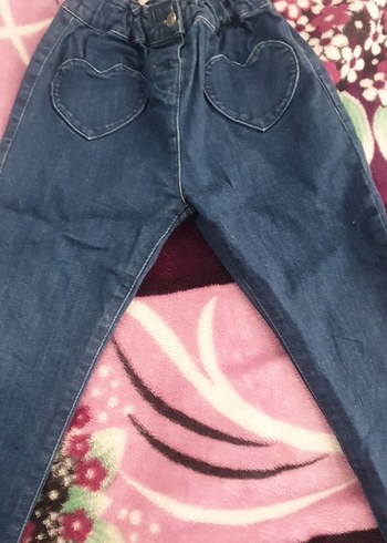 Kızlar için Bağcıklı Bol Kesim Mavi Denim Pantolon - Görsel 2