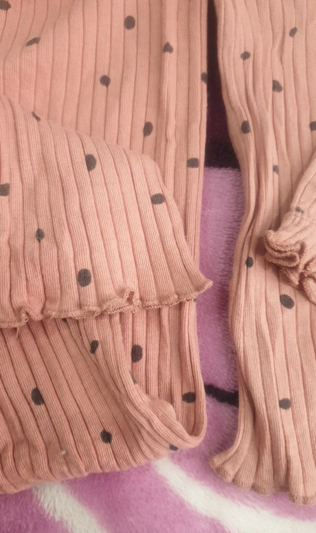 Kız Çocuk Pembe Uzun Kollu Fırfırlı Bluz ve tayt takım - Görsel 4