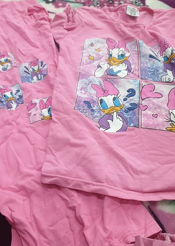 Kız Çocuk Pembe Kısa Kollu Baskılı Pijama - Görsel 2