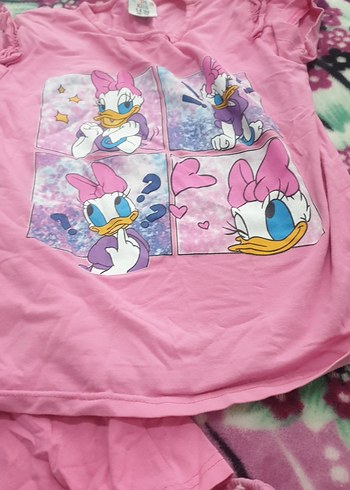 Kız Çocuk Pembe Kısa Kollu Baskılı Pijama - Görsel 3