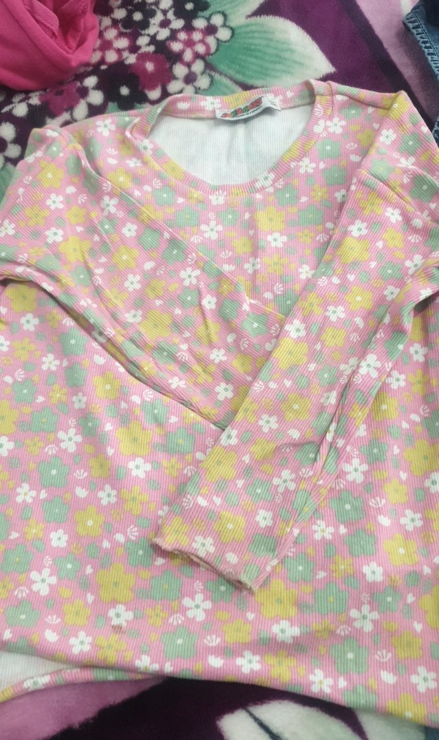 Kız Çocuk Pembe Çiçekli Takımı - Görsel 3