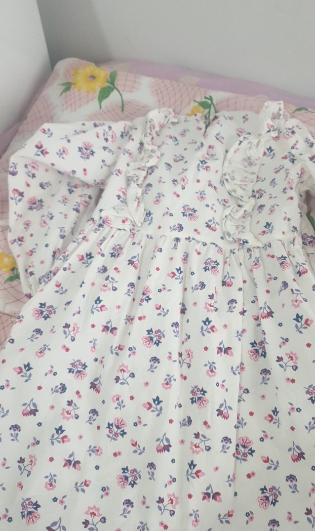 Beyaz Çiçekli kız çocuk elbise - Görsel 5