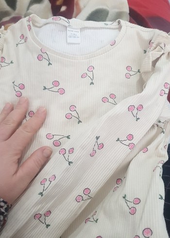 Kız Çocuk Beyaz Pamuklu Desenli Uzun Kollu Bluz - Görsel 3