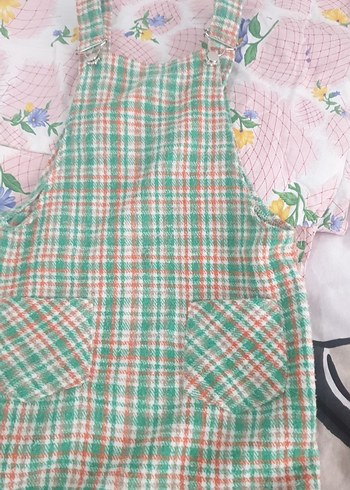 Pastel Çok Renkli Kareli cocuk elbise. - Görsel 2