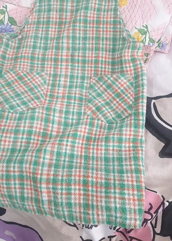 Pastel Çok Renkli Kareli cocuk elbise. - Görsel 3