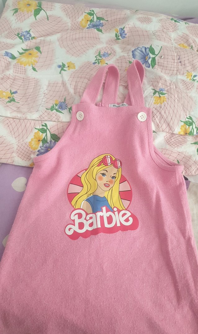 Barbie Baskılı Pembe Kız Çocuk Salopet - Görsel 3