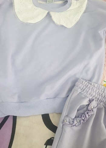 Mor Bebek Kız Takımı Fırfırlı ve Nakışlı - Görsel 2