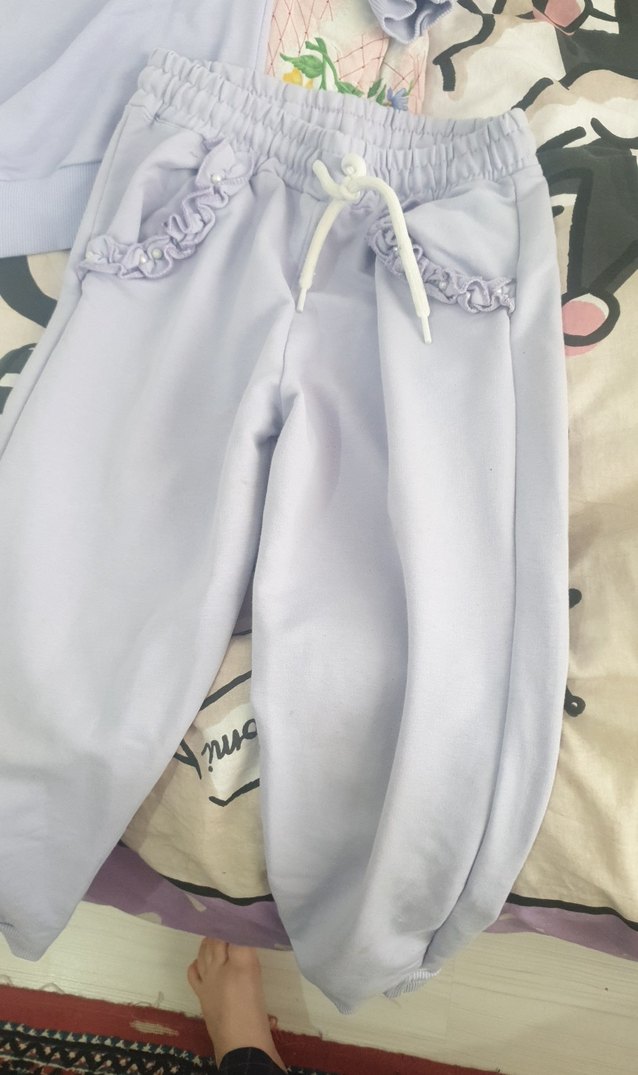 Mor Bebek Kız Takımı Fırfırlı ve Nakışlı - Görsel 3