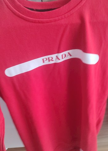 Kırmızı Prada Sweatshirt, Uzun Kollu, Salaş Kesim - Görsel 3