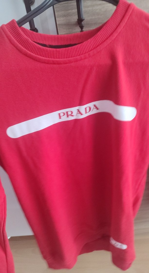 Kırmızı Prada Sweatshirt, Uzun Kollu, Salaş Kesim - Görsel 3