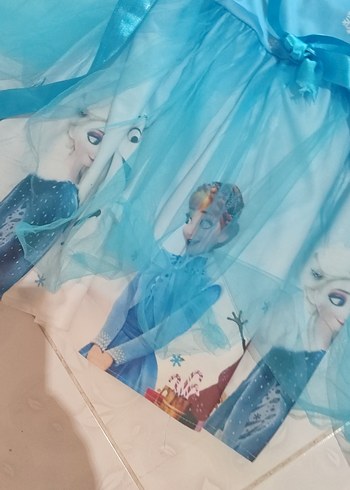 5 Yaş Beden mavi Renk Kız Çocuk Mavi Elsa elbıse