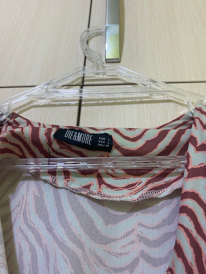 Bohem Zebra Desenli Uzun Kollu Kadın Elbise - Görsel 3