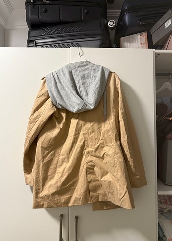 Bej Midi Kapüşon Detaylı Trençkot - Görsel 3