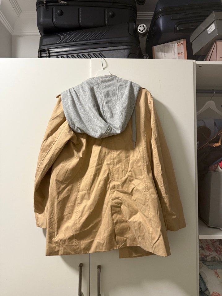 Bej Midi Kapüşon Detaylı Trençkot - Görsel 3