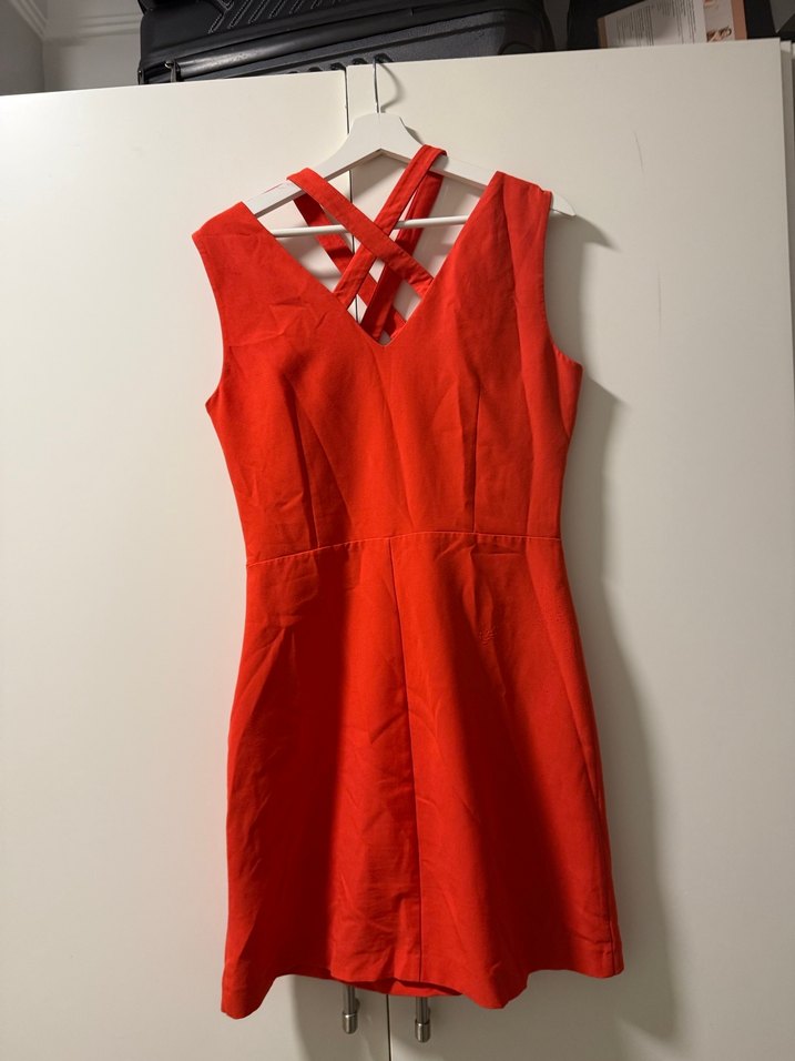 Mudo Collection Kırmızı V Yaka Midi Elbise - Görsel 2