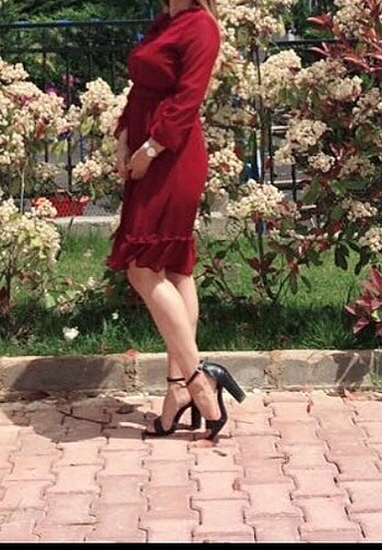 Diğer Bordo şifon elbise