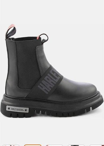 Harley Davidson Siyah Platform Topuklu Biker Kadın Bot