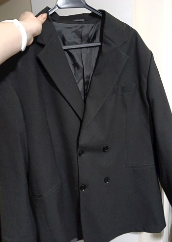 Siyah Düğmeli Erkek Midi Ceket - Görsel 3