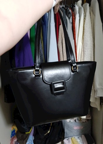 Klasik Siyah Deri Kadın Çanta - Görsel 2