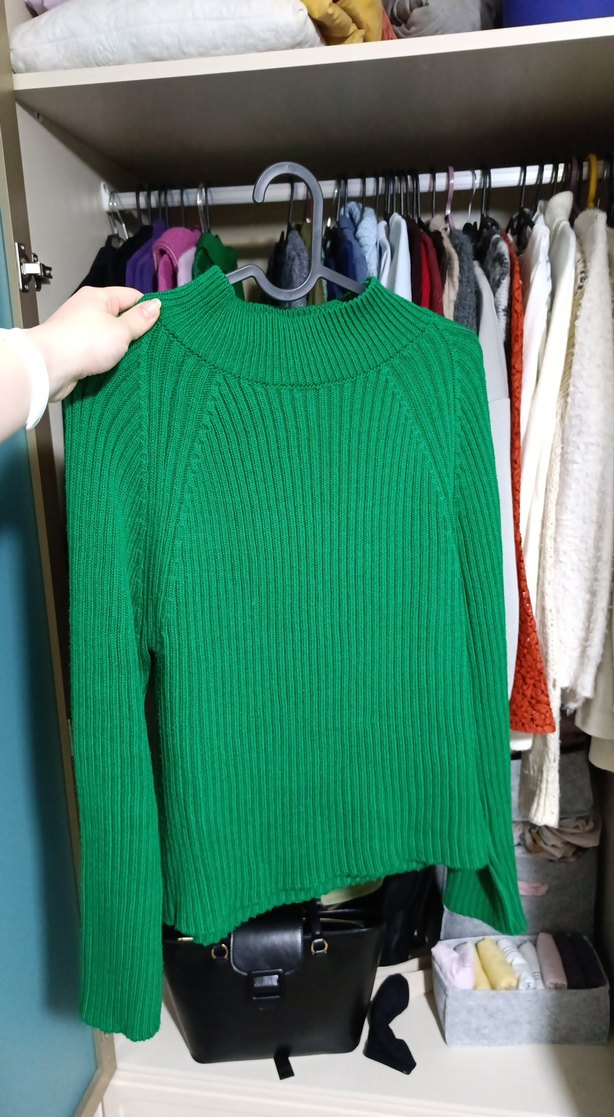 Yeşil Boğazlı Örgü Kadın Kazak - Görsel 2