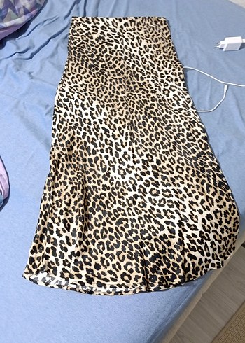 Leopar Desenli Uzun Drapeli Etek - Görsel 3