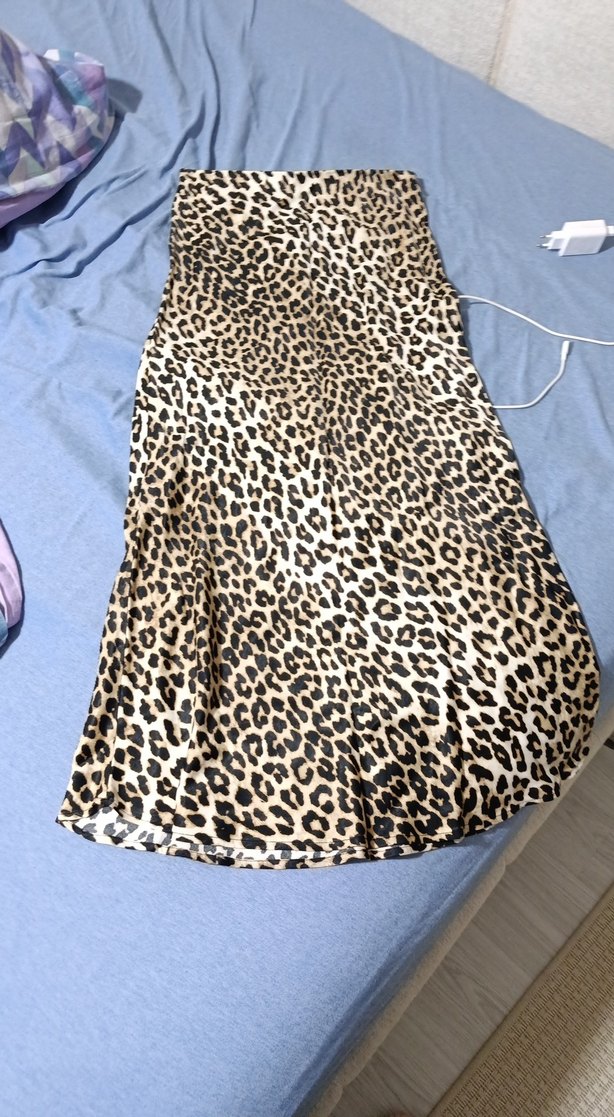 Leopar Desenli Uzun Drapeli Etek - Görsel 3