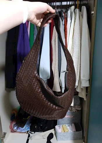 Kahverengi Deri Kadın Omuz Çantası - Görsel 3