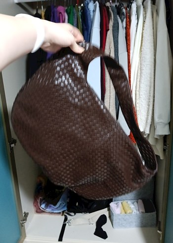 Kahverengi Deri Kadın Omuz Çantası - Görsel 2