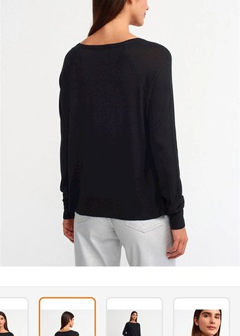 Siyah Kadın Pamuklu Rahat Kesim Kazak - Görsel 2